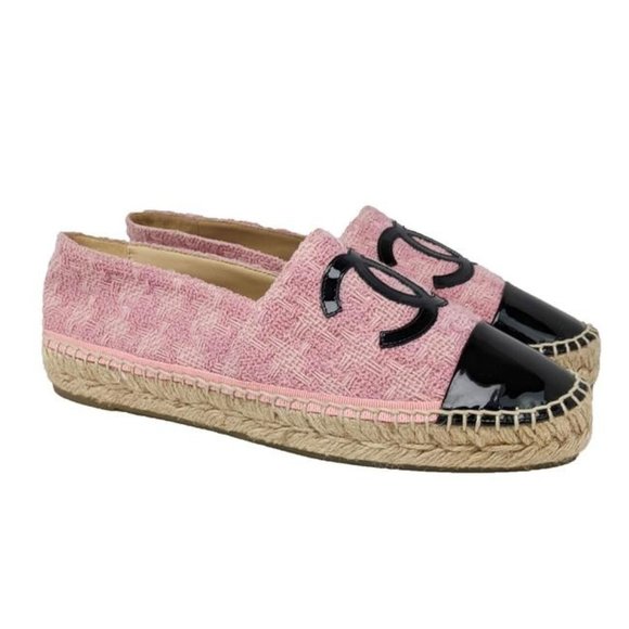 Chanel Shoes - SOLD Chanel Pink Tweed CC Espadrilles US 9 / EU 39